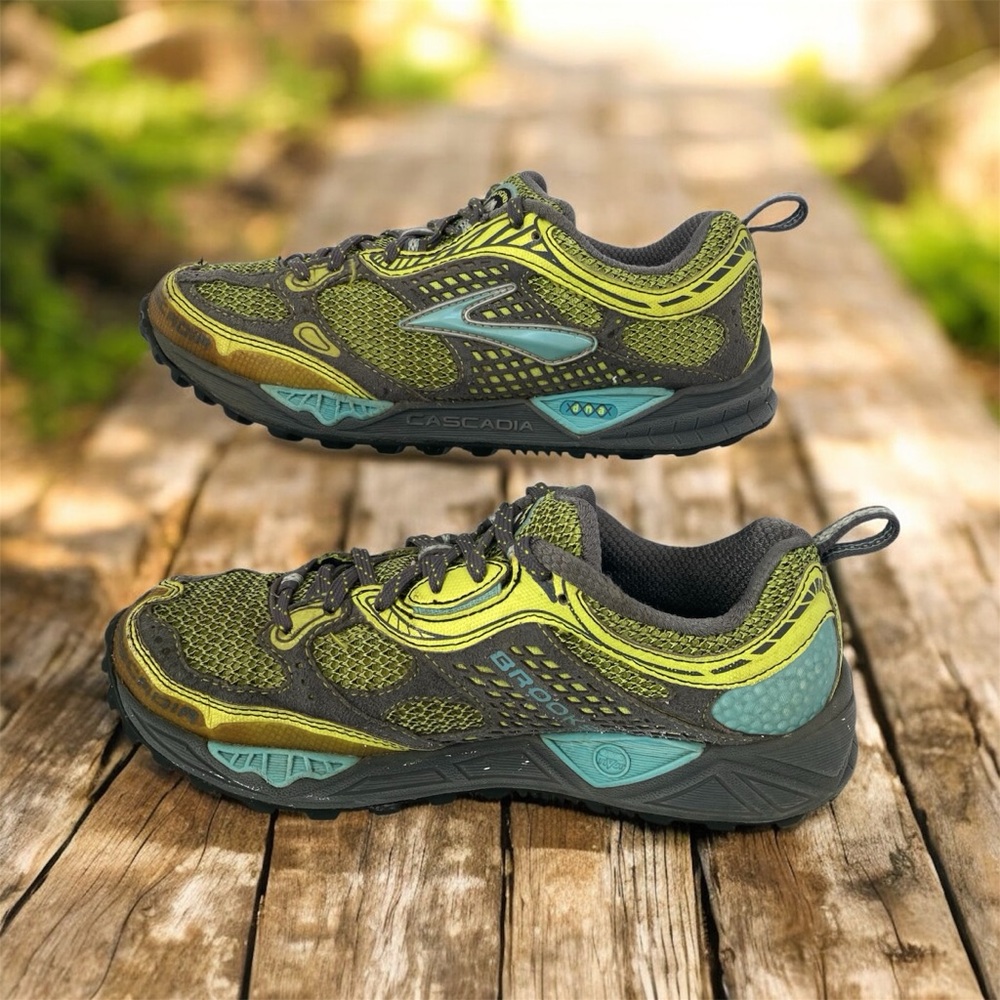 Brooks Womens Cascadia 6 Yellow/gray/blue Trail Running Shoes Sz 7 US Comfy